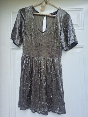 Greyish-Green Crushed Velvet Velour Romper Jumpsuit Playsuit Shorts One Piece